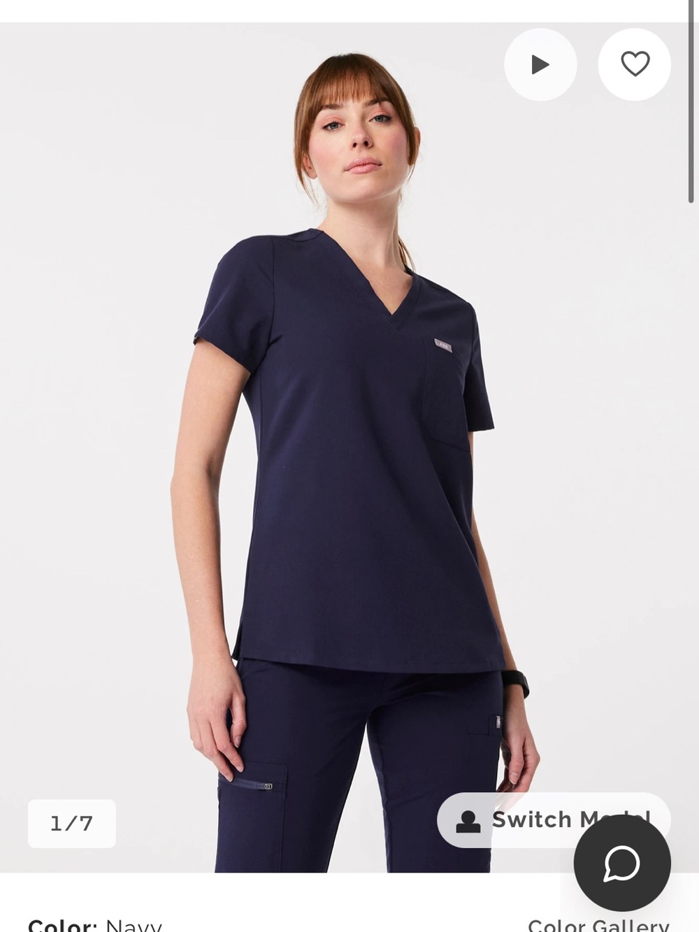 Figs Women's Navy Scrub Top and Jogger Pants Set - Picture 2 of 3